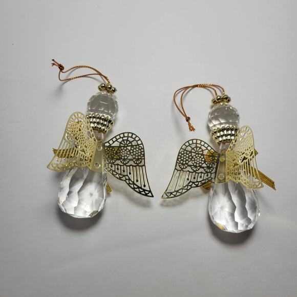 2 Vintage Avon Angelic Reflections Glass Angel Christmas Ornament - Picture 3 of 5